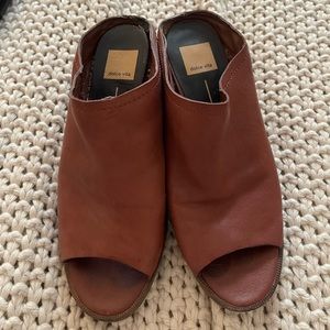 Dolce Vita Cognac Leather Open Toe Mules
